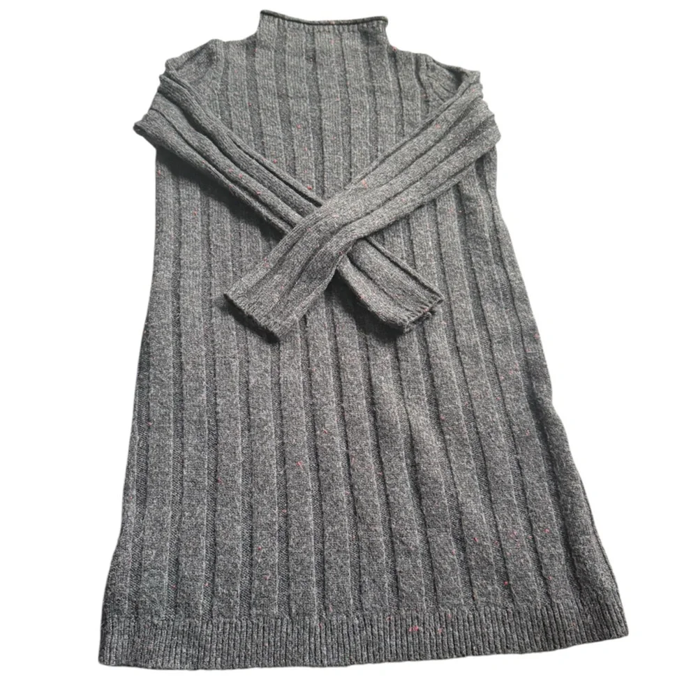 Madewell Womens Ribbed Charcoal Mock Neck Long Sleeve Sweater Dress XS - Picture 2 of 8